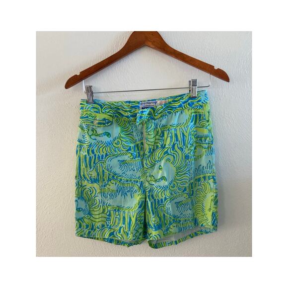 Lilly Pulitzer Inc Vintage 1960s MEN'S DIVISION Lion Cotton Shorts S White Label - Picture 1 of 11